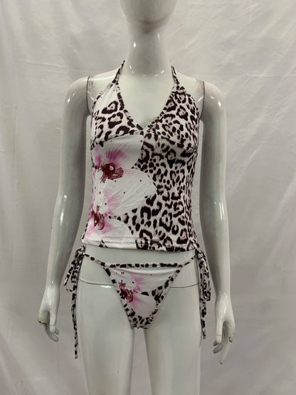 Women'S Leopard Print Tankini Set V-Neck High-Waisted Swimsuit Two-Piece Simple Design New Series 2026